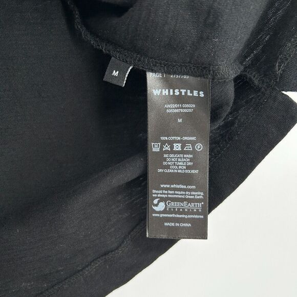 WHISTLES Women Black 100% Organic Cotton Cut Out Sleeveless Boxy Tank Top Medium - Picture 5 of 5